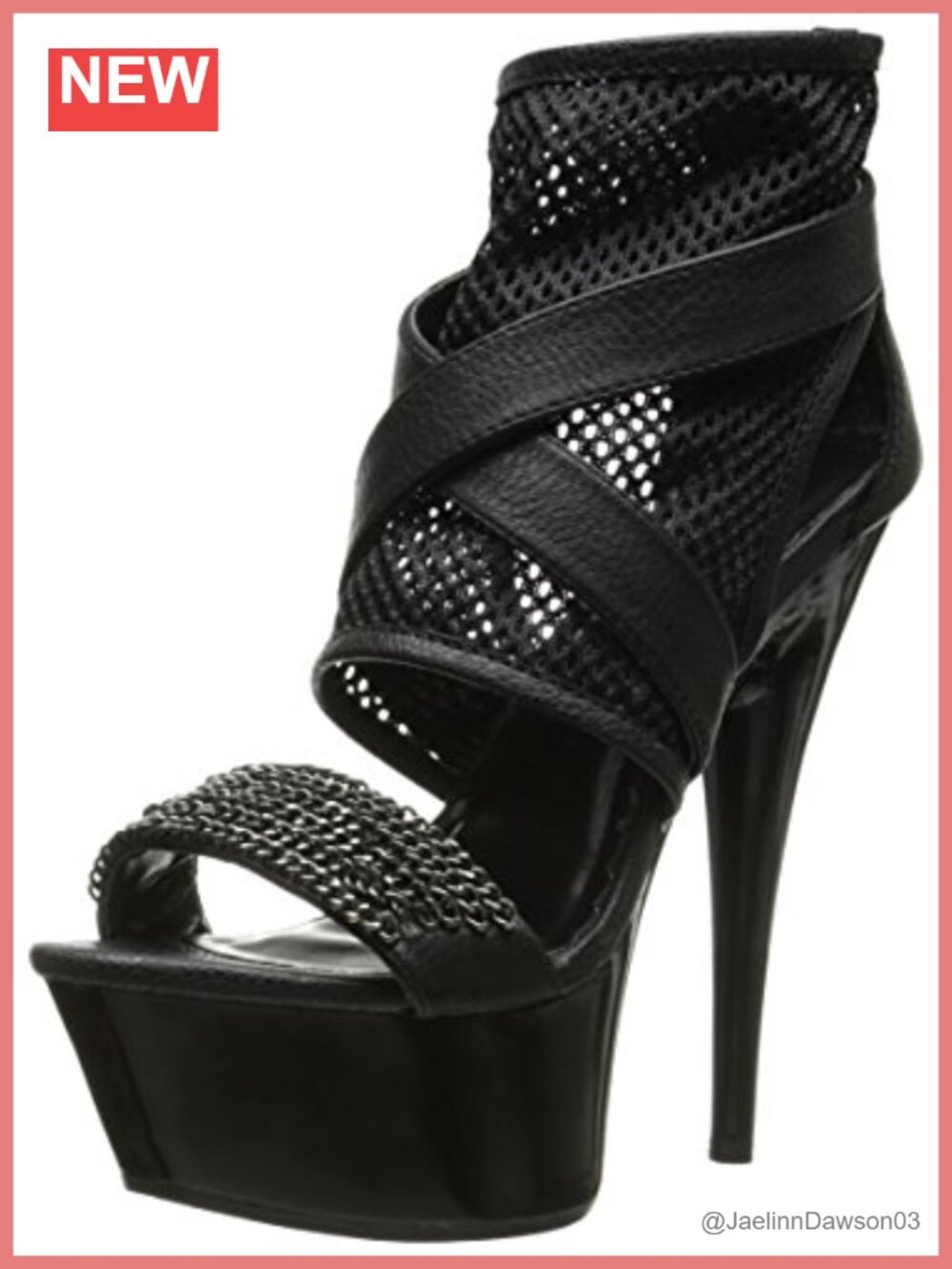Women's Ankle Bootie with Rhinestones Decorative Chain 6-Inch Heel Platform